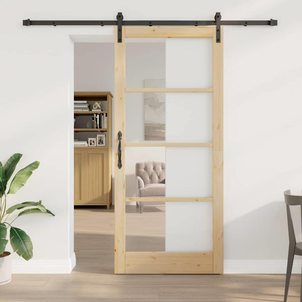 Liukuovi ORKDAL Luonnollinen 93 x 211 cm Täysi mänty ja lasi