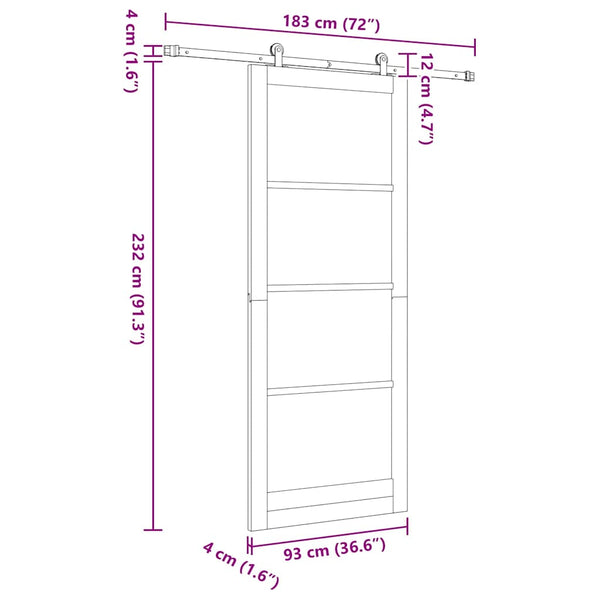 Liukuovi ORKDAL 93 x 232 cm Täysi mänty ja lasi