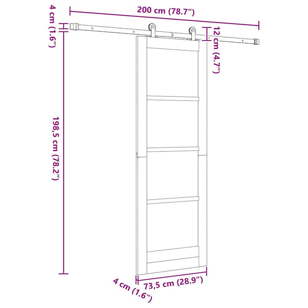 Liukuovi ORKDAL 73,5 x 198,5 cm Täysi mänty ja lasi