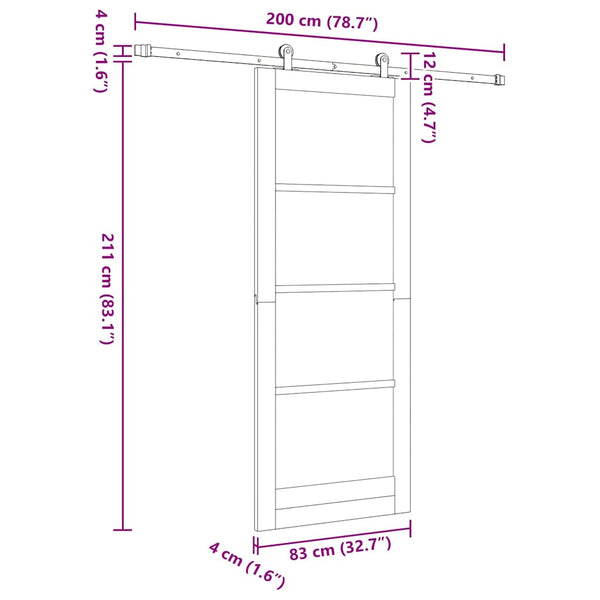 Liukuovi ORKDAL 83 x 211 cm Täysi mänty ja lasi