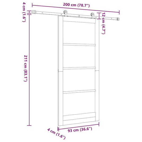Liukuovi ORKDAL 93 x 211 cm Täysi mänty ja lasi