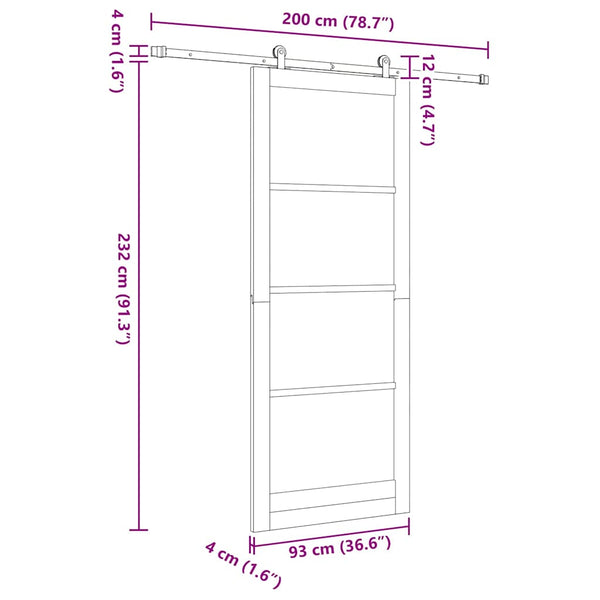 Liukuovi ORKDAL 93 x 232 cm Täysi mänty ja lasi