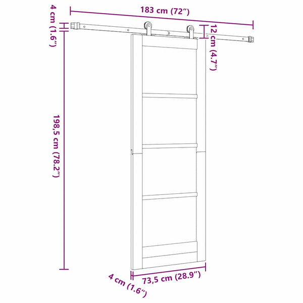 Liukuovi ORKDAL 73,5 x 198,5 cm Täysi mänty ja lasi