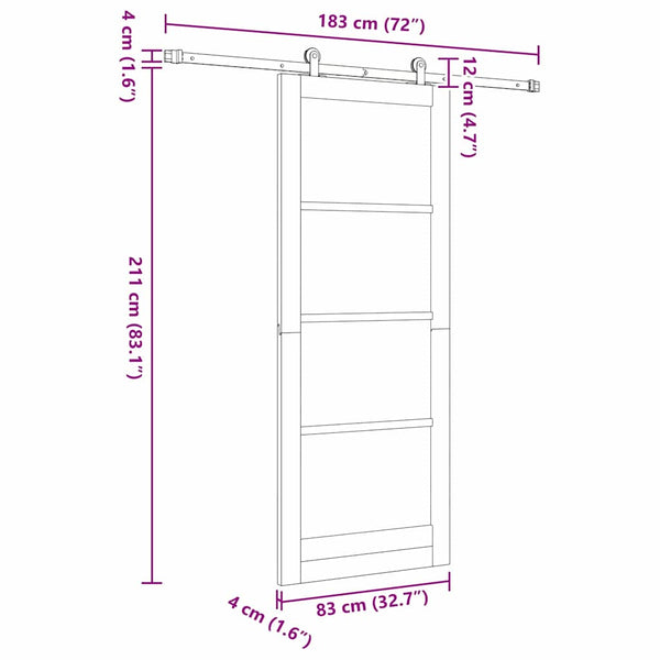 Liukuovi ORKDAL 83 x 211 cm Täysi mänty ja lasi valkoinen