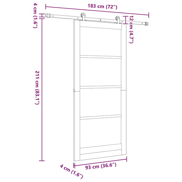 Liukuovi ORKDAL 93 x 211 cm Täysi mänty ja lasi Luonnollinen