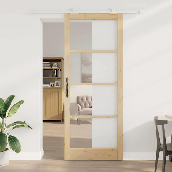 Liukuovi ORKDAL 93 x 232 cm Täysi mänty ja lasi Luonnollinen