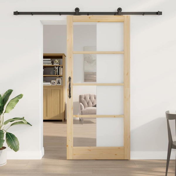 Liukuovi ORKDAL Luonnollinen 93 x 211 cm Täysi mänty ja lasi