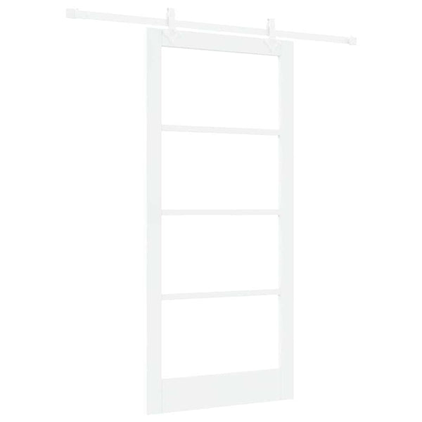 Liukuovi 93 x 202 cm Täysi mänty ja lasi valkoinen