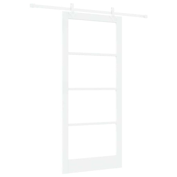 Liukuovi 93 x 211 cm Täysi mänty ja lasi valkoinen