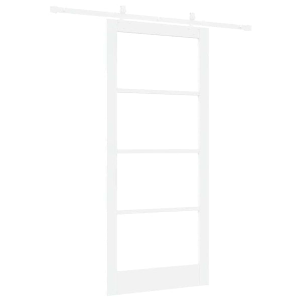 Liukuovi 93 x 211 cm Täysi mänty ja lasi valkoinen