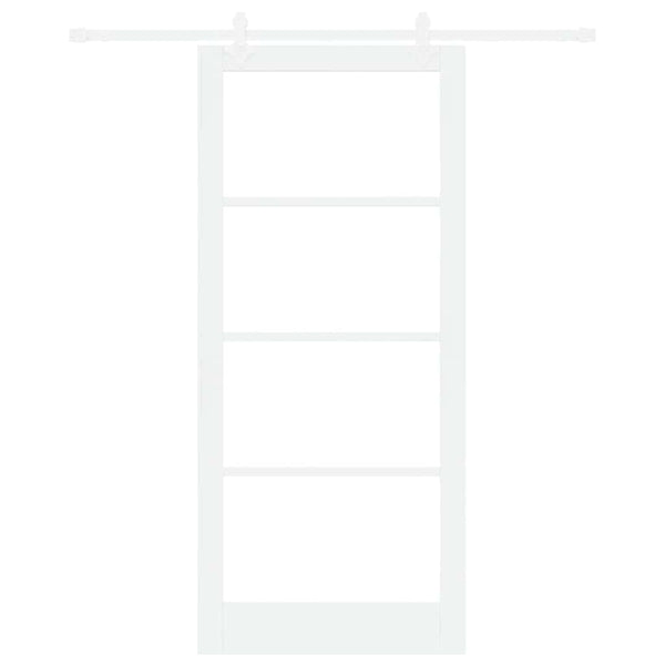Liukuovi 93 x 211 cm Täysi mänty ja lasi valkoinen