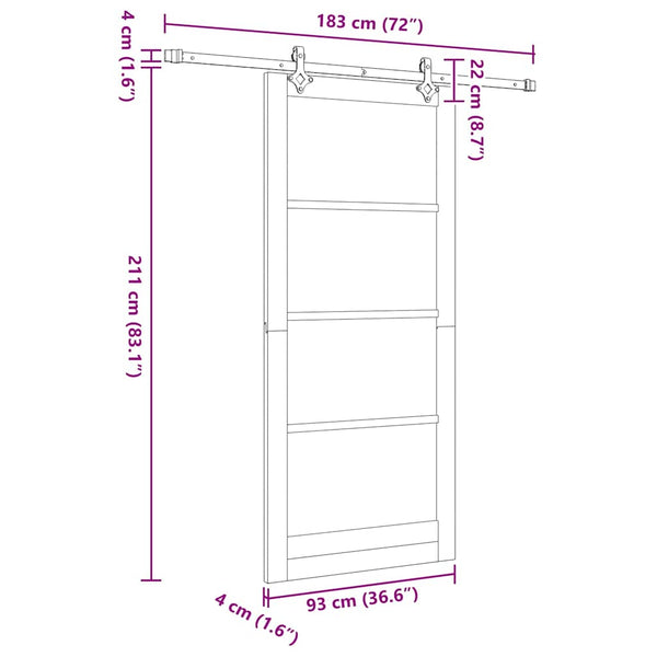 Liukuovi 93 x 211 cm Täysi mänty ja lasi valkoinen
