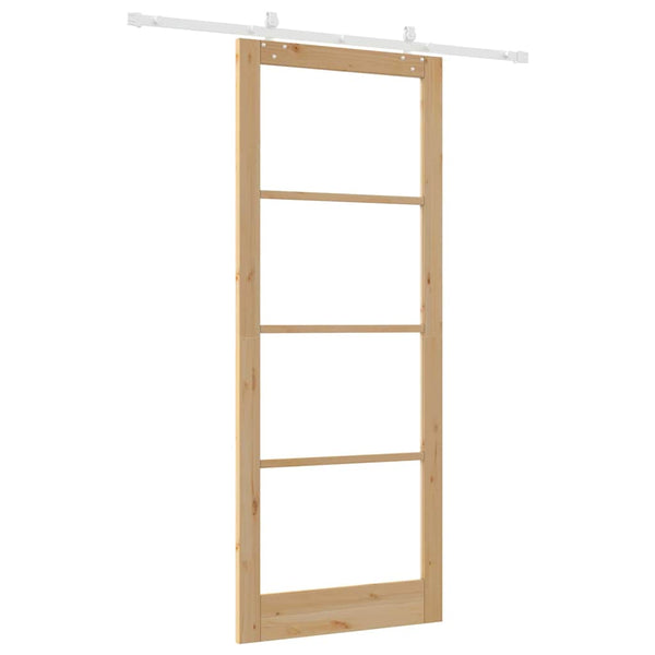 Liukuovi 93 x 232 cm Täysi mänty ja lasi Luonnollinen
