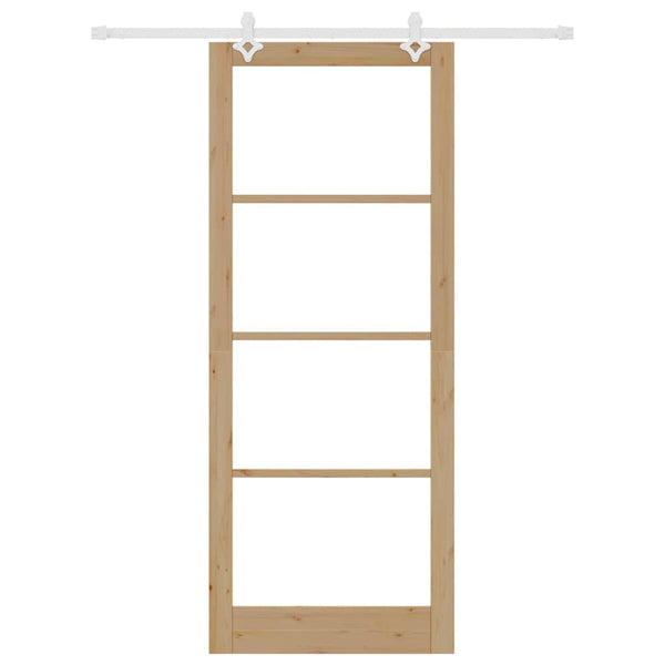 Liukuovi 93 x 232 cm Täysi mänty ja lasi Luonnollinen