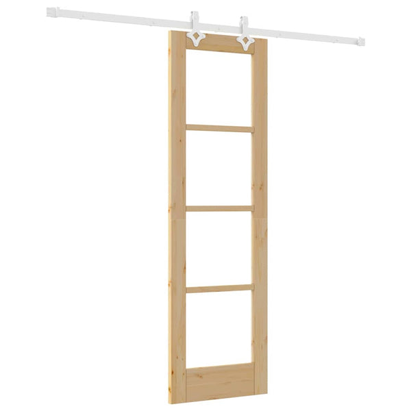 Liukuovi 61 x 198,5 cm Täysi mänty ja lasi Luonnollinen