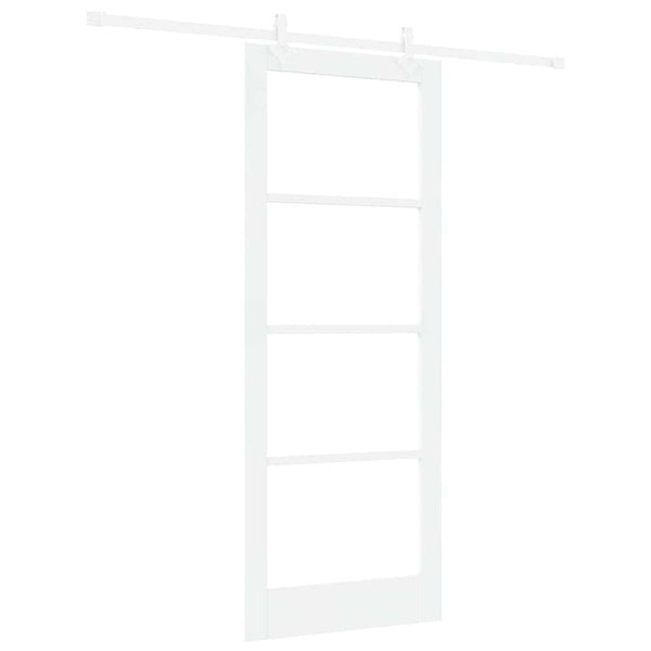 Liukuovi 83 x 211 cm Täysi mänty ja lasi valkoinen