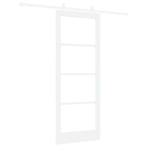 Liukuovi 83 x 211 cm Täysi mänty ja lasi valkoinen
