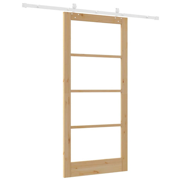 Liukuovi 93 x 202 cm Täysi mänty ja lasi Luonnollinen