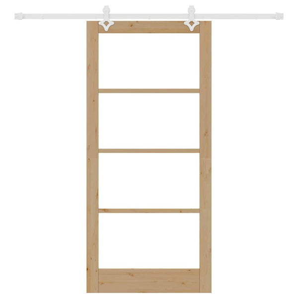 Liukuovi 93 x 202 cm Täysi mänty ja lasi Luonnollinen