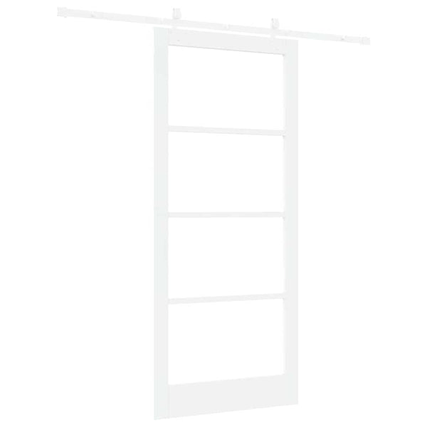 Liukuovi 93 x 211 cm Täysi mänty ja lasi valkoinen