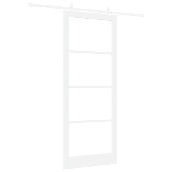 Liukuovi 93 x 232 cm Täysi mänty ja lasi valkoinen