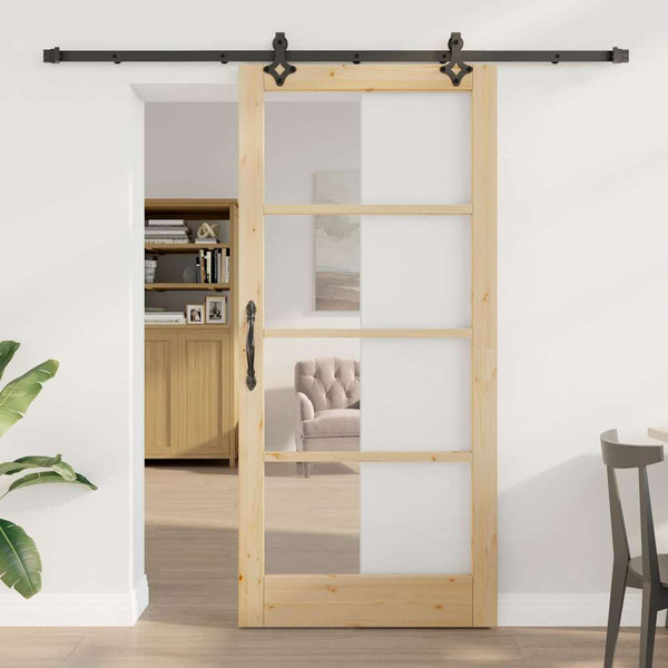 Liukuovi Luonnollinen 93 x 202 cm Täysi mänty ja lasi