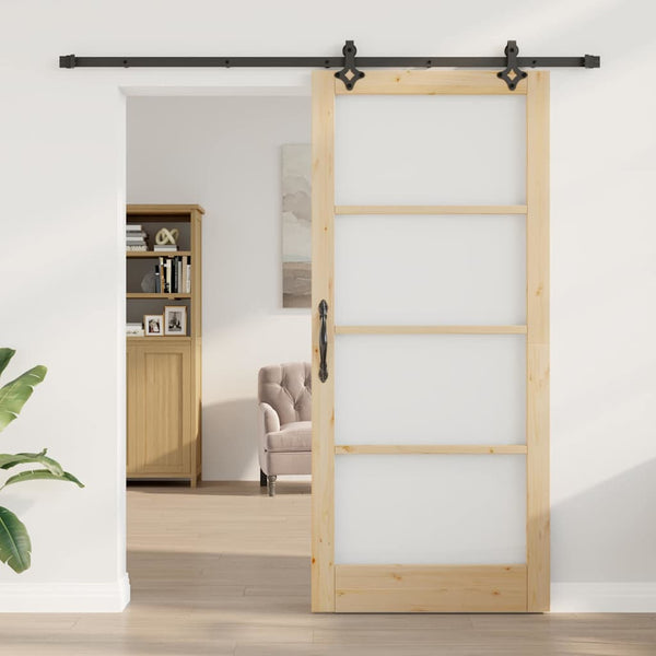 Liukuovi Luonnollinen 93 x 211 cm Täysi mänty ja lasi