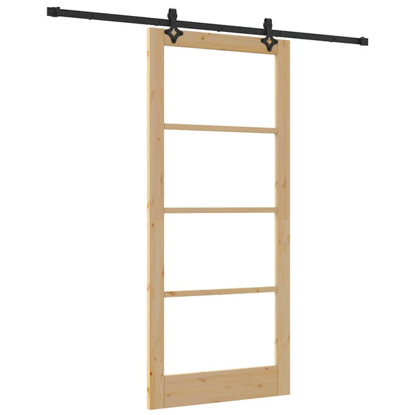 Liukuovi Luonnollinen 93 x 211 cm Täysi mänty ja lasi