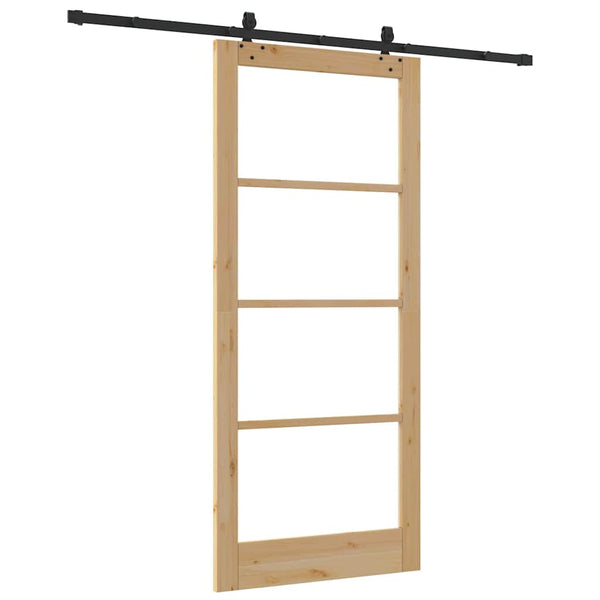 Liukuovi Luonnollinen 93 x 211 cm Täysi mänty ja lasi
