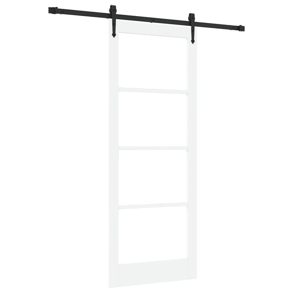 Liukuovi 83 x 211 cm Täysi mänty ja lasi Valkoinen