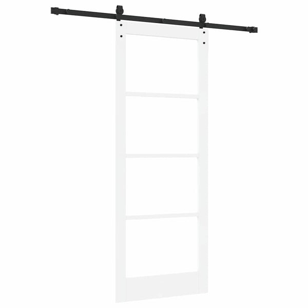 Liukuovi 83 x 211 cm Täysi mänty ja lasi Valkoinen