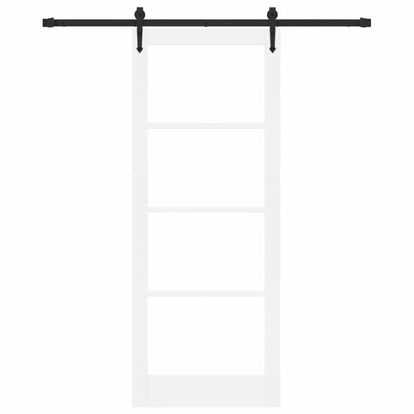 Liukuovi 83 x 211 cm Täysi mänty ja lasi Valkoinen