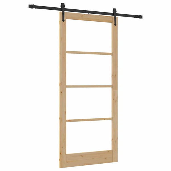 Liukuovi 93 x 211 cm Täysi mänty ja lasi Luonnollinen