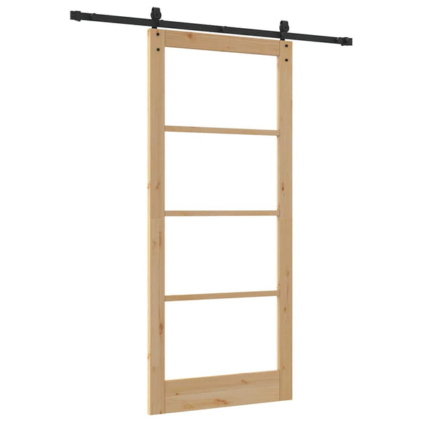Liukuovi 93 x 211 cm Täysi mänty ja lasi Luonnollinen