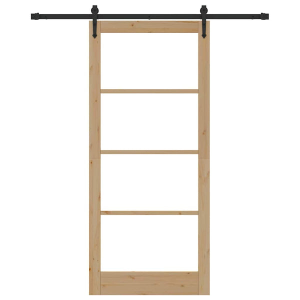 Liukuovi 93 x 211 cm Täysi mänty ja lasi Luonnollinen