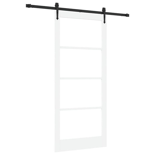 Liukuovi 93 x 211 cm Täysi mänty ja lasi Valkoinen