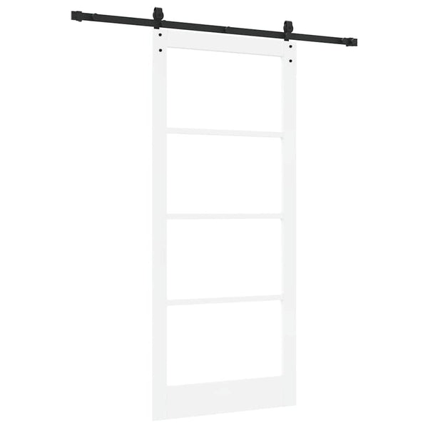Liukuovi 93 x 211 cm Täysi mänty ja lasi Valkoinen
