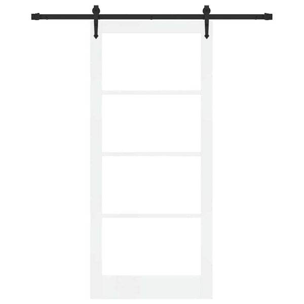 Liukuovi 93 x 211 cm Täysi mänty ja lasi Valkoinen