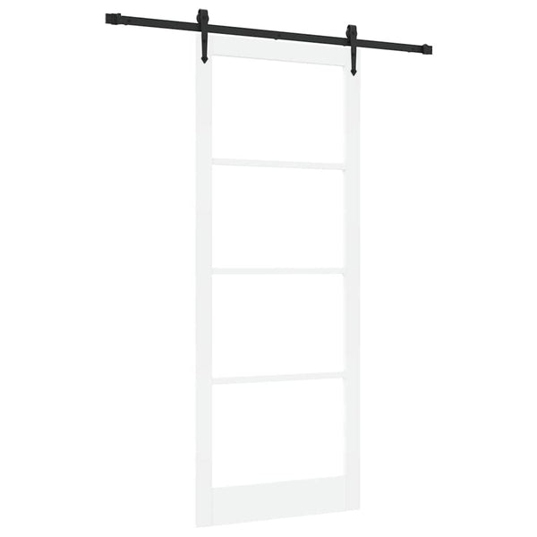 Liukuovi 93 x 232 cm Täysi mänty ja lasi Valkoinen