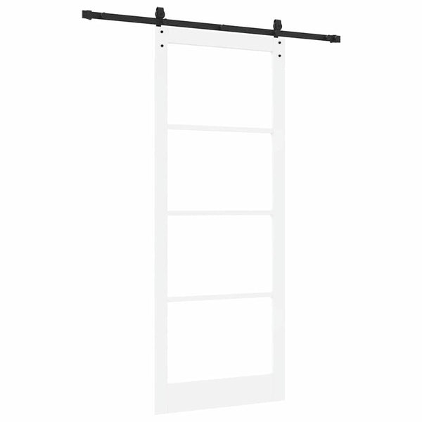 Liukuovi 93 x 232 cm Täysi mänty ja lasi Valkoinen