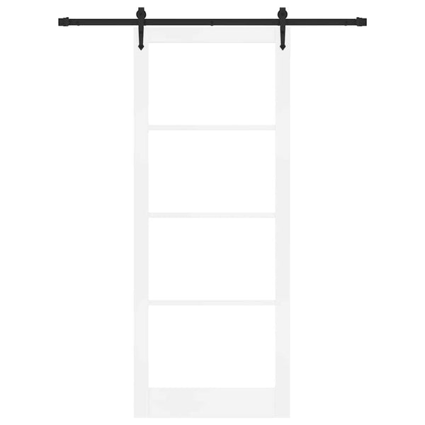 Liukuovi 93 x 232 cm Täysi mänty ja lasi Valkoinen