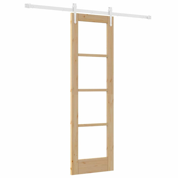Liukuovi 61 x 198,5 cm Täysi mänty ja lasi Luonnollinen