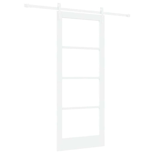 Liukuovi 83 x 202 cm Täysi mänty ja lasi Valkoinen