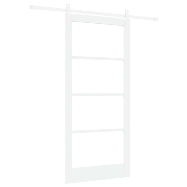 Liukuovi 93 x 202 cm Täysi mänty ja lasi Valkoinen