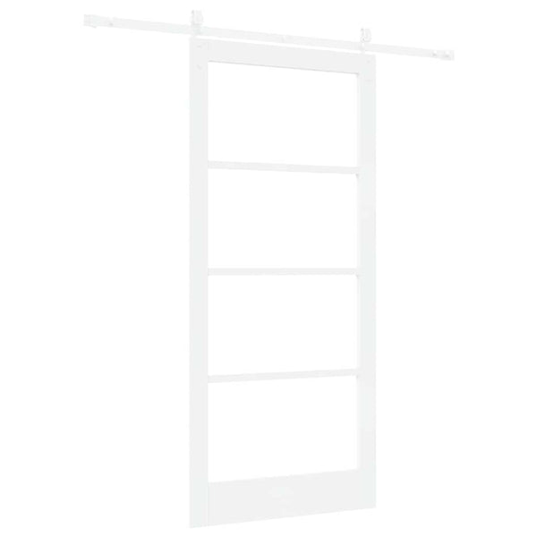 Liukuovi 93 x 202 cm Täysi mänty ja lasi Valkoinen