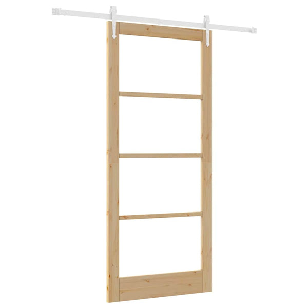 Liukuovi 93 x 211 cm Täysi mänty ja lasi Luonnollinen