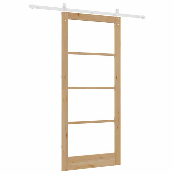 Liukuovi 93 x 211 cm Täysi mänty ja lasi Luonnollinen