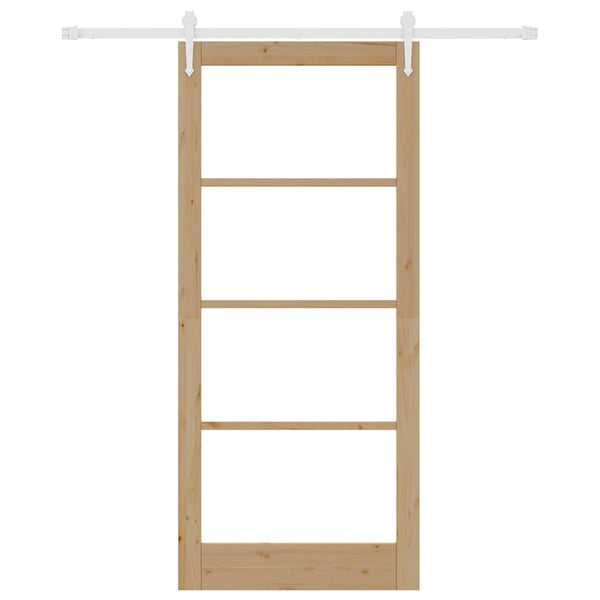 Liukuovi 93 x 211 cm Täysi mänty ja lasi Luonnollinen