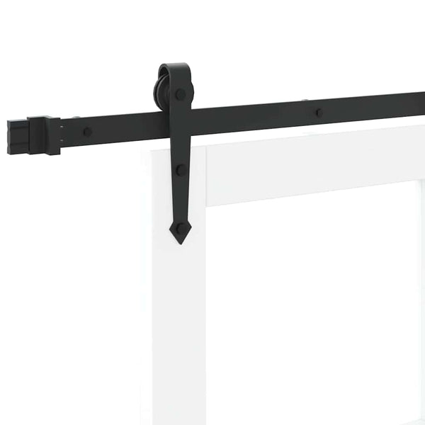 Liukuovi 93 x 202 cm Täysi mänty ja lasi Valkoinen ja musta