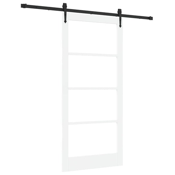 Liukuovi 93 x 202 cm Täysi mänty ja lasi Valkoinen ja musta